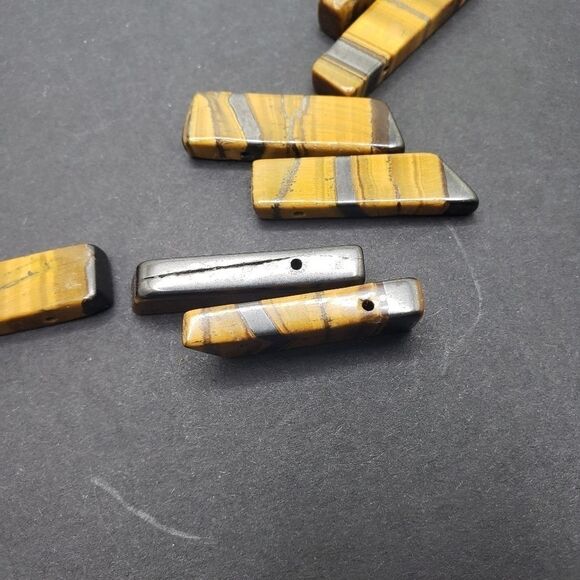 Tigers Eye Necklace Jewelry Making Pieces Charms with Holes - Picture 2 of 4